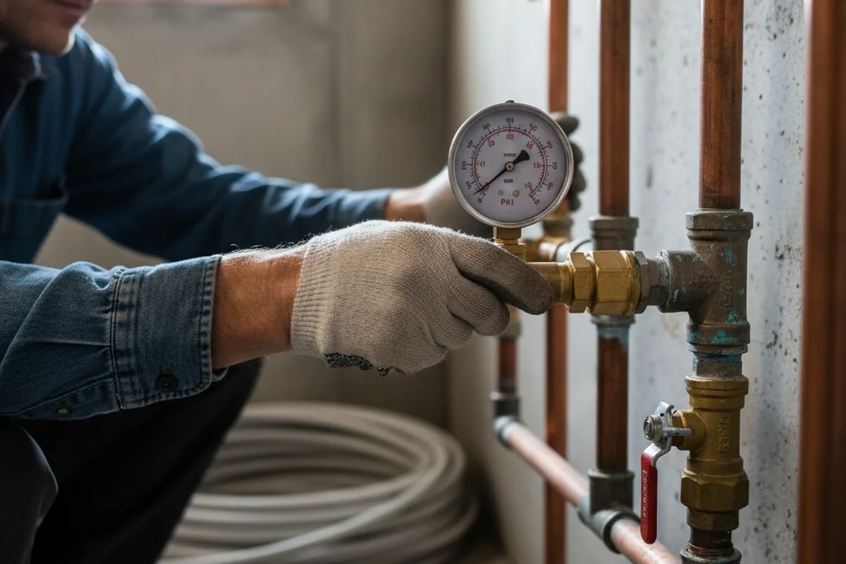 Pressure testing a repaired line during Water Line Repair in Colon